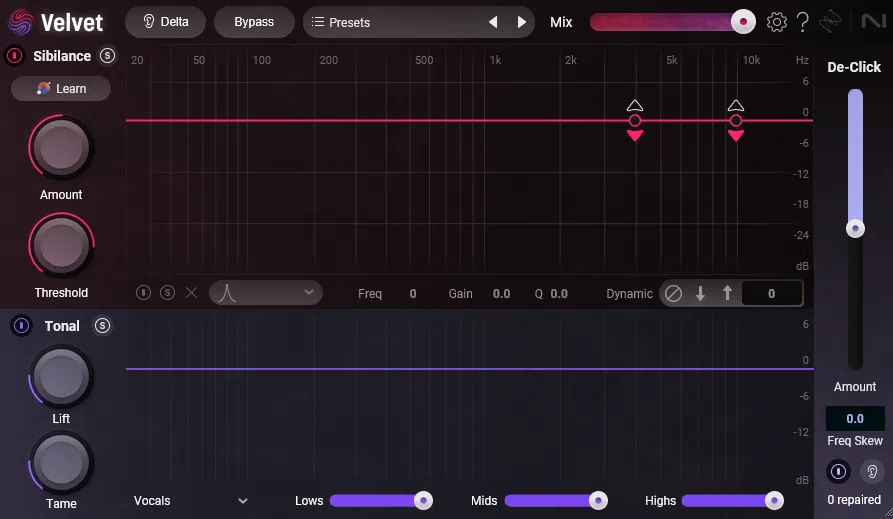 智能的咝声消除器iZotope – velvet 1.0.0 VST3、AAX x64-云欣小站